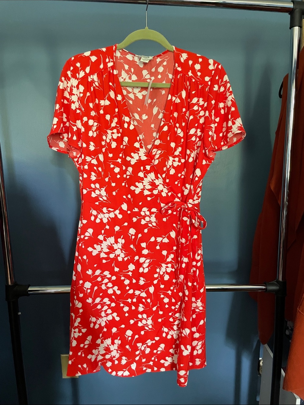 J. Crew Red Floral Wrap Dress